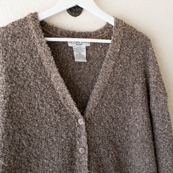 Vintage Victoria Jones Size 2X Wool Blend Marled Cardigan Sweater with Pockets - Picture 3 of 8